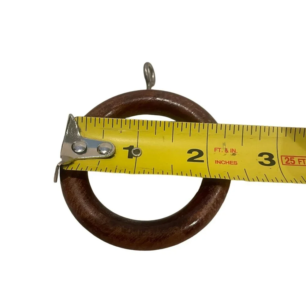 Vintage MCM Wooden Curtain Rod Drapery Round Rings With Eye Hooks Lot of 14